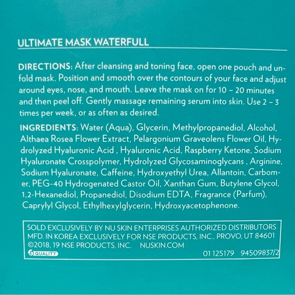 2 Boxes Nu Skin Ultimate Mask Waterfull 16 Masks - Picture 5 of 5
